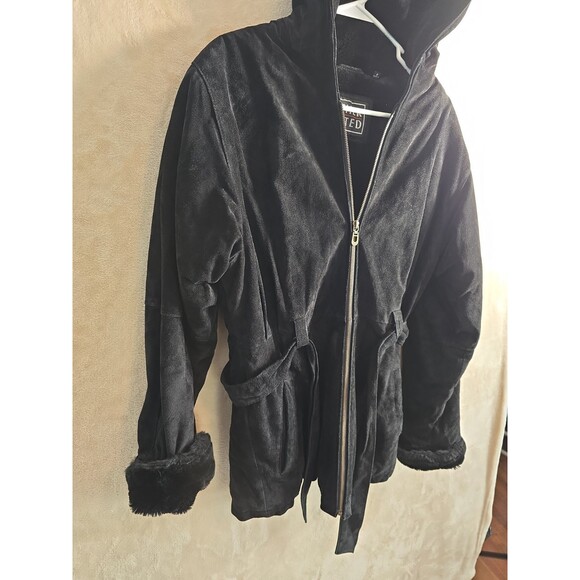 Leather Limited Women’s Genuine Leather Coat Small Black Faux Fur Lined... - Picture 3 of 7